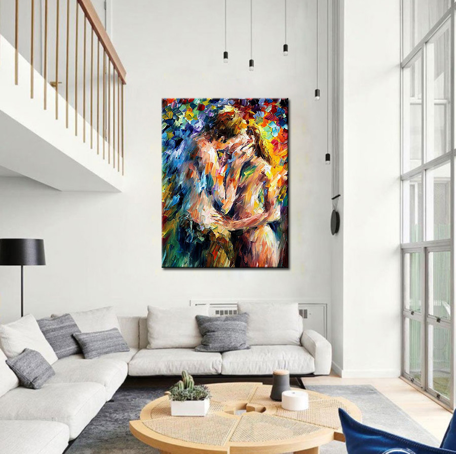 Erotisch schilderij Liefdespaar 90x120cm - Afbeelding 2