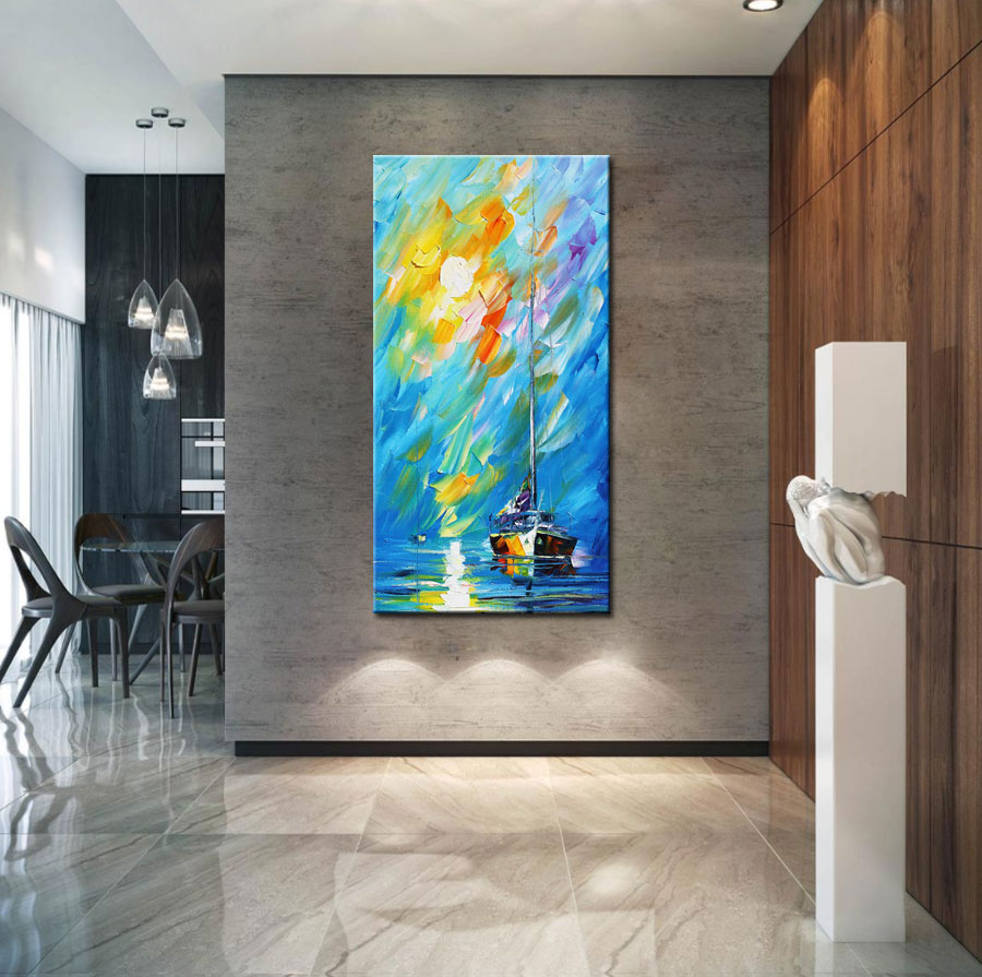 Stilte op Zee modern schilderij 60x120cm - Afbeelding 4