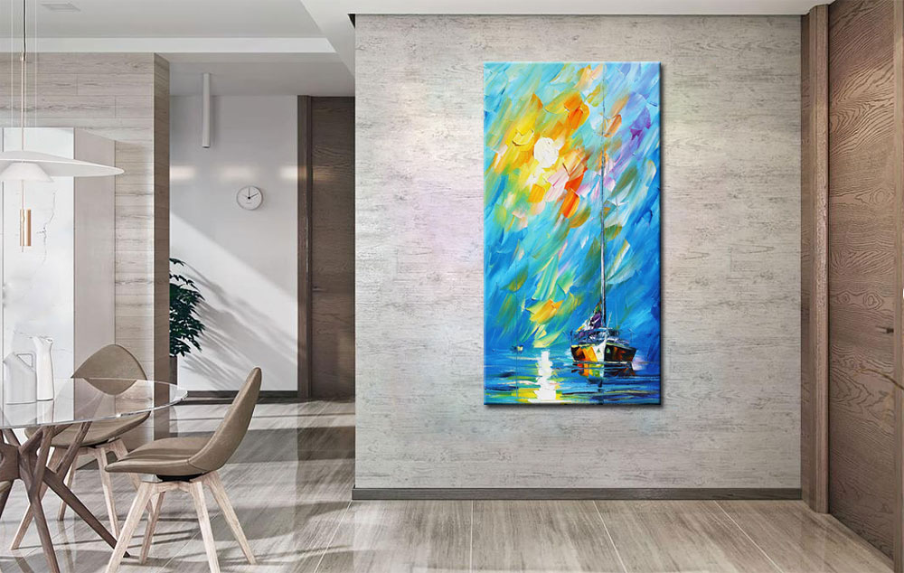 Stilte op Zee modern schilderij 60x120cm - Afbeelding 3