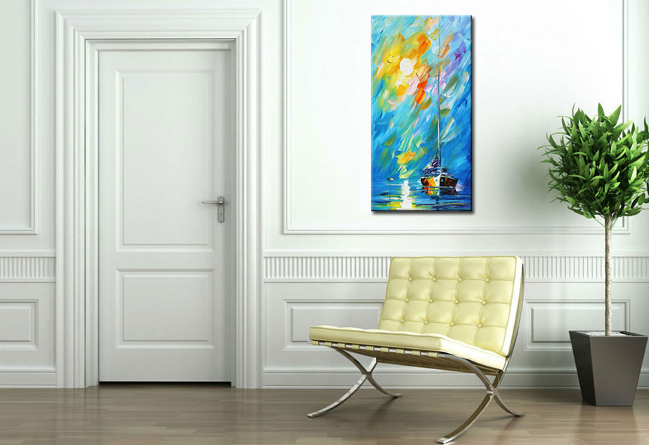 Stilte op Zee modern schilderij 60x120cm - Afbeelding 2