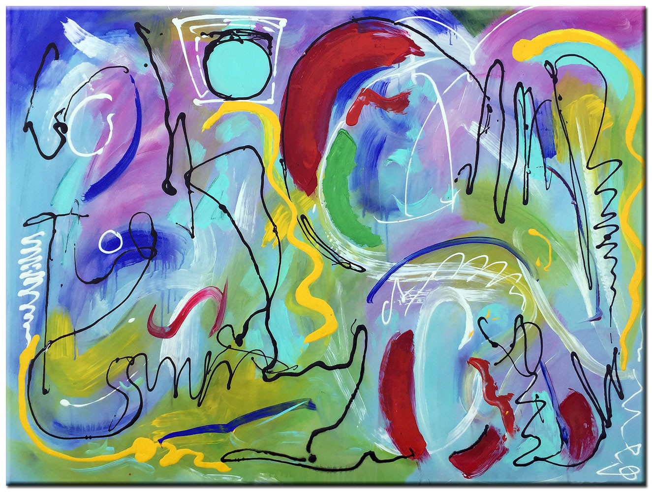 Blue Sea abstract modern schilderij 120x90cm