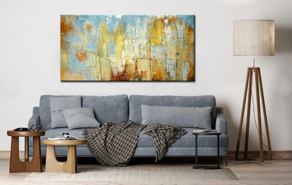 Abstract schilderij Golden Breeze 180x90cm - Afbeelding 2
