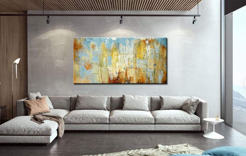 Abstract schilderij Golden Breeze 180x90cm - Afbeelding 3