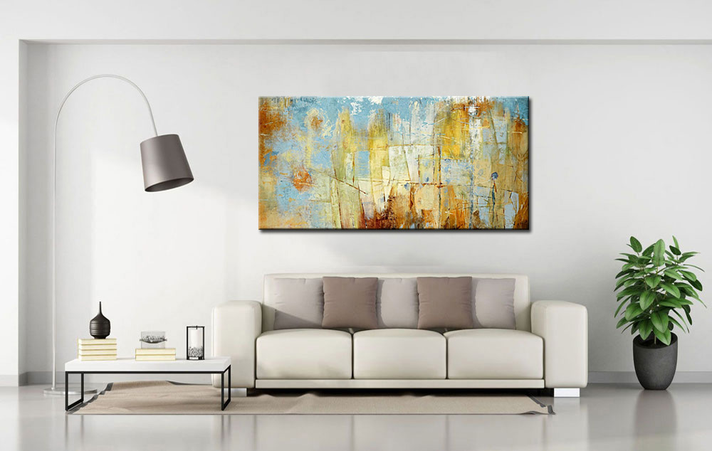 Abstract schilderij Golden Breeze 180x90cm - Afbeelding 4