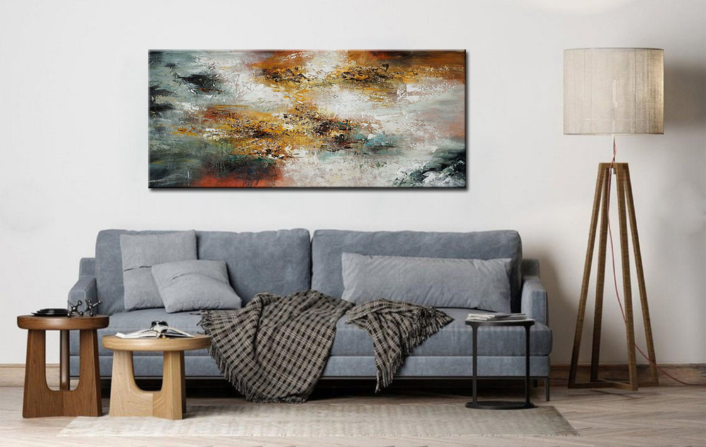 Abstract schilderij Hemel en Aarde 160x70cm - Afbeelding 2