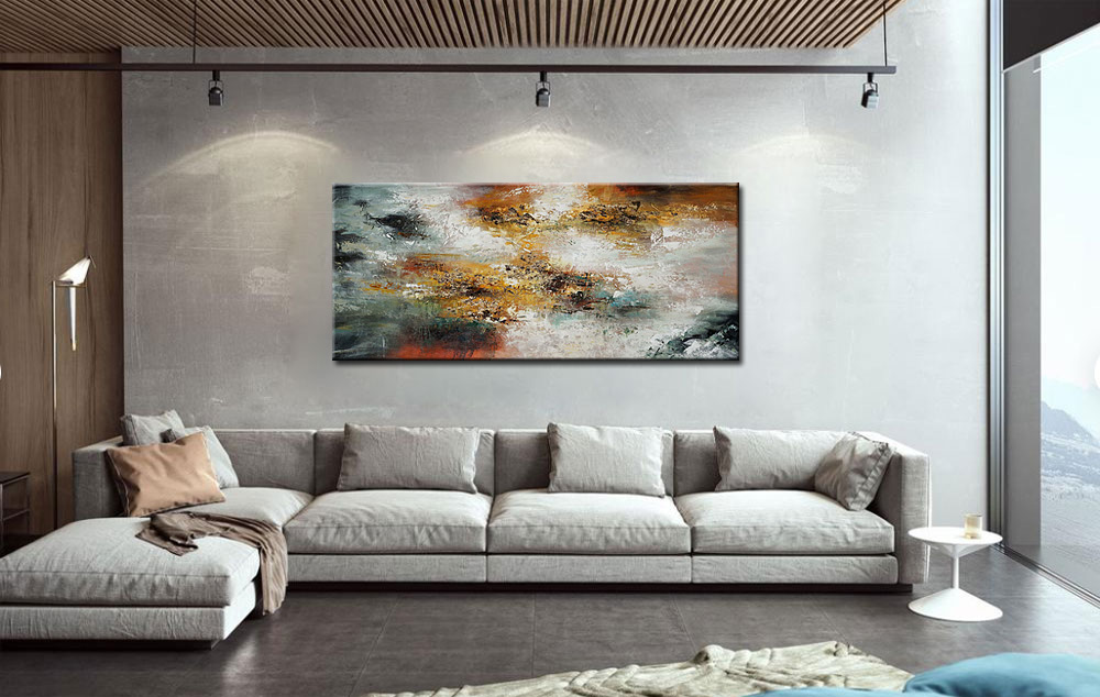 Abstract schilderij Hemel en Aarde 160x70cm - Afbeelding 4