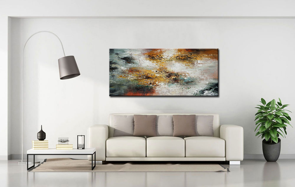 Abstract schilderij Hemel en Aarde 160x70cm - Afbeelding 3