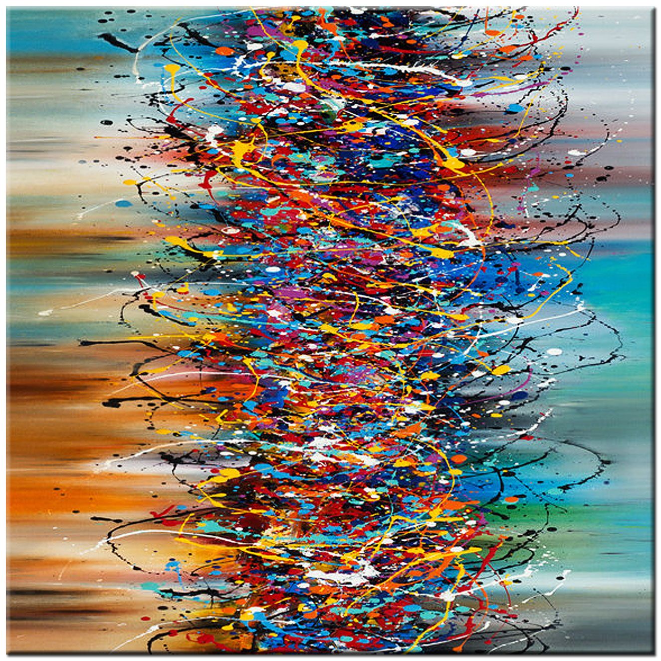 Twister Vertical abstract modern schilderij 100x100cm