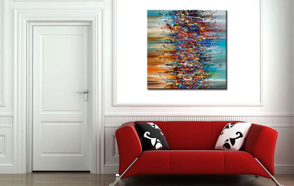 Twister Vertical abstract modern schilderij 100x100cm - Afbeelding 3