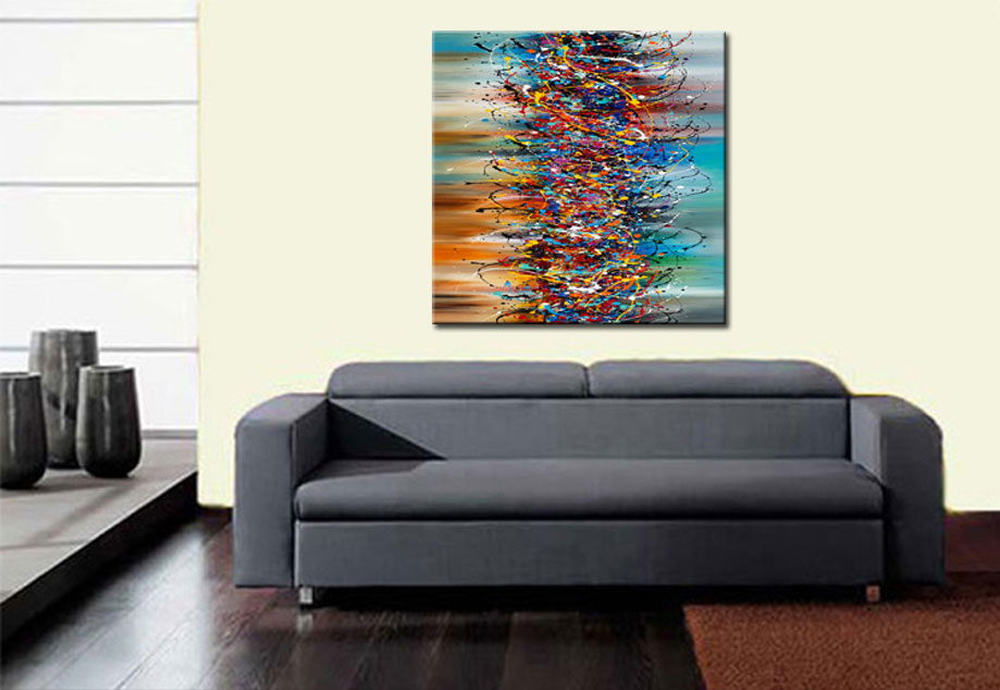 Twister Vertical abstract modern schilderij 100x100cm - Afbeelding 2