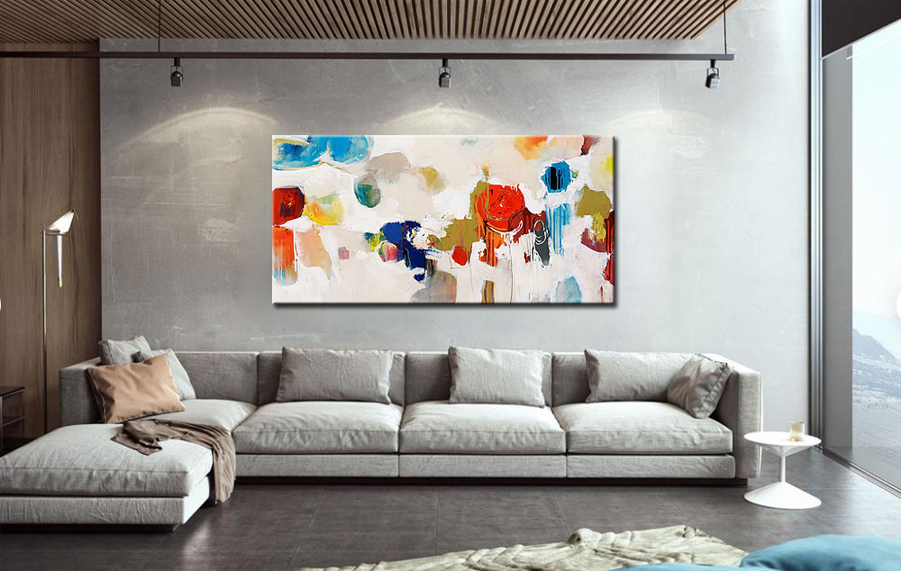 Abstract schilderij Spel van Vormen 180x90cm - Afbeelding 4