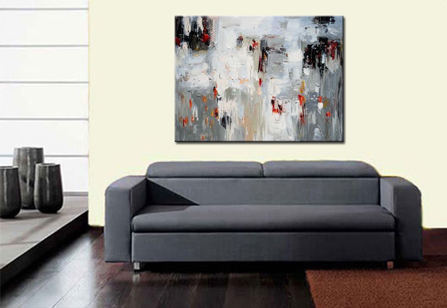 Gray Fall abstract modern schilderij 120x90cm - Afbeelding 4