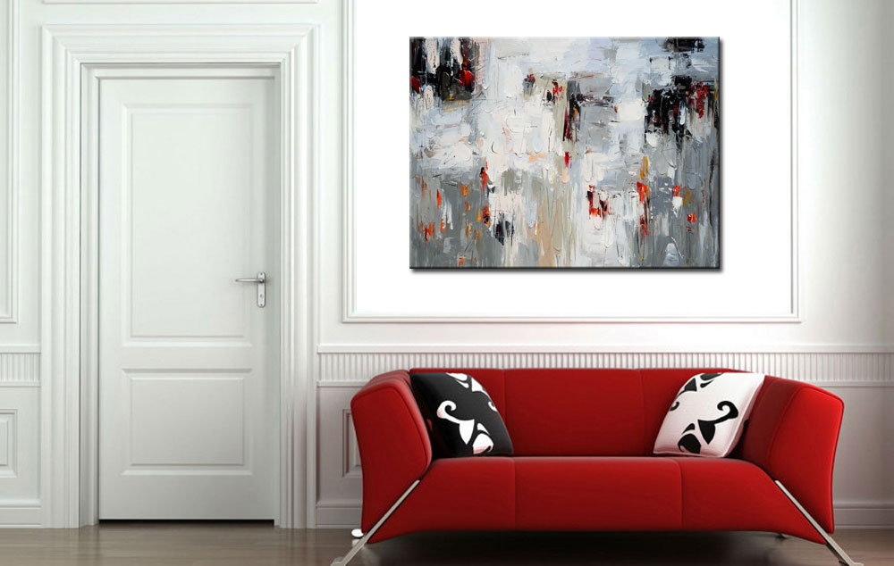 Gray Fall abstract modern schilderij 120x90cm - Afbeelding 3