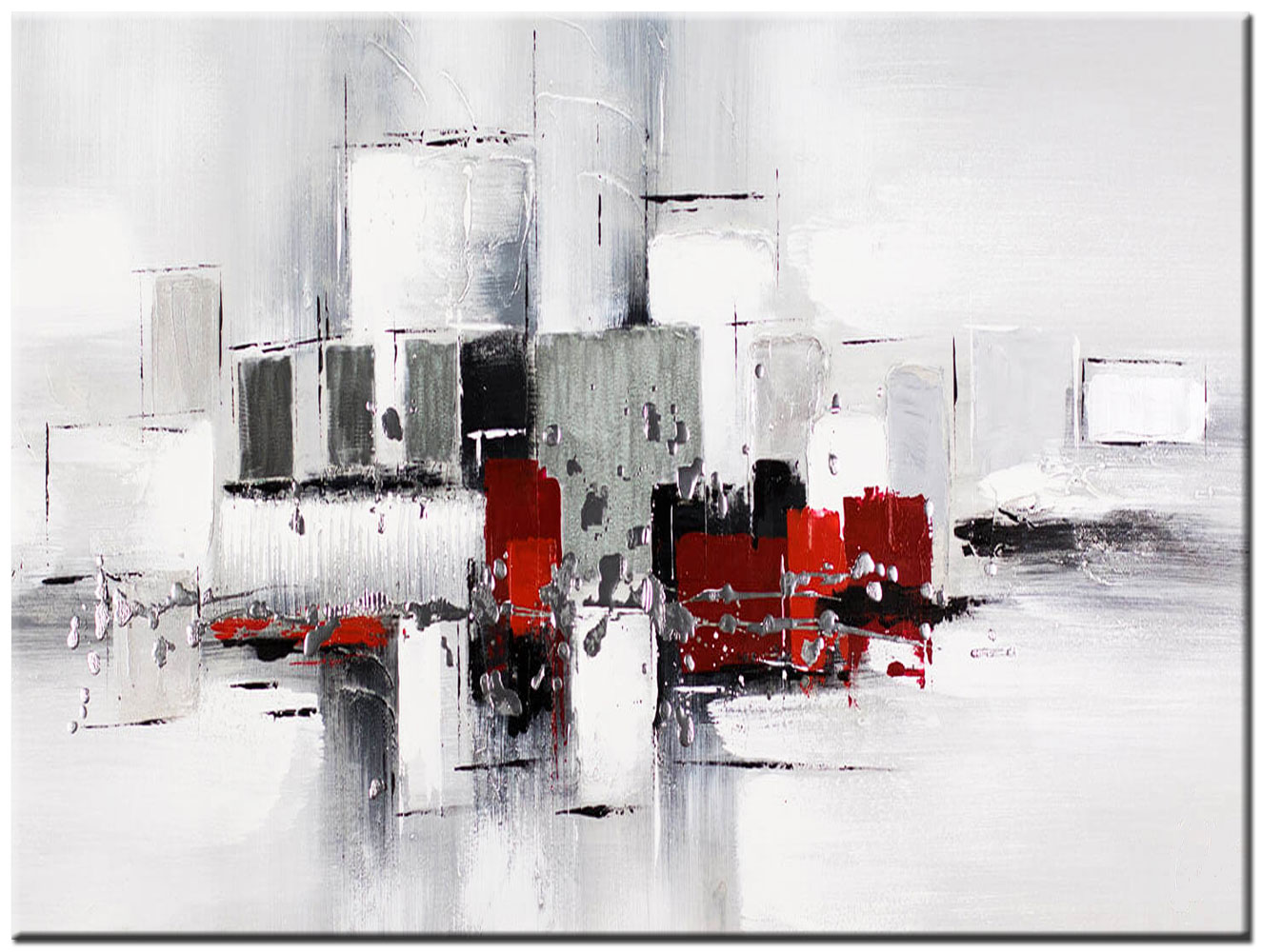 Red Blocks abstract modern schilderij 120x90cm