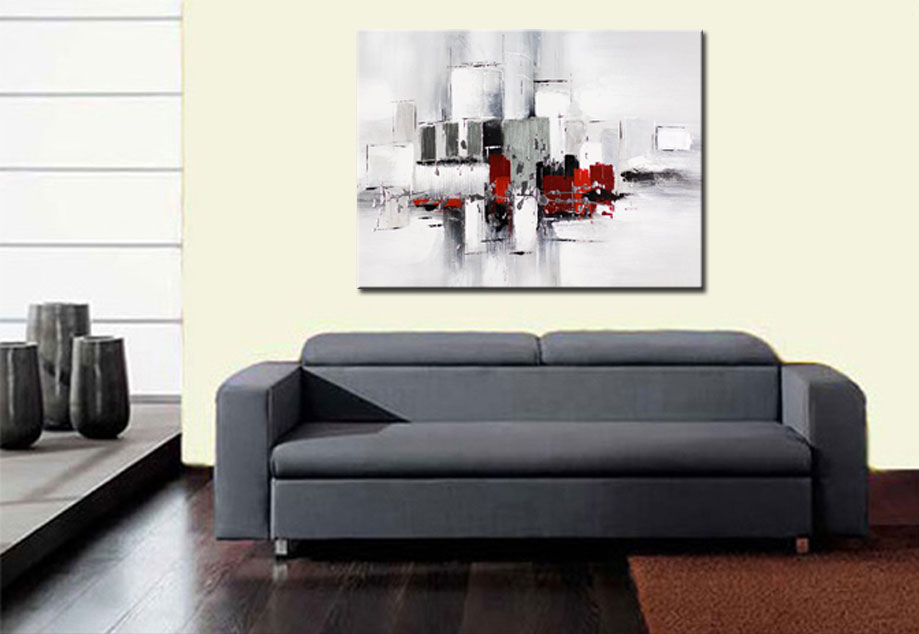 Red Blocks abstract modern schilderij 120x90cm - Afbeelding 3