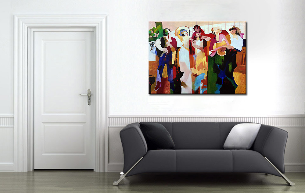 Figuratief modern schilderij Muzikale Samenkomst 120x90cm - Afbeelding 4