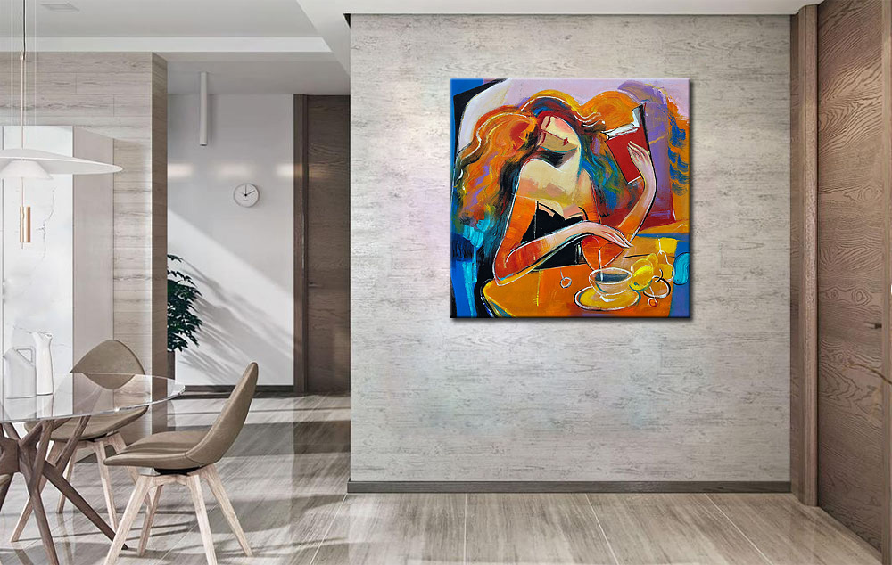 Vrouwen schilderij Lezende Passie - Afbeelding 2