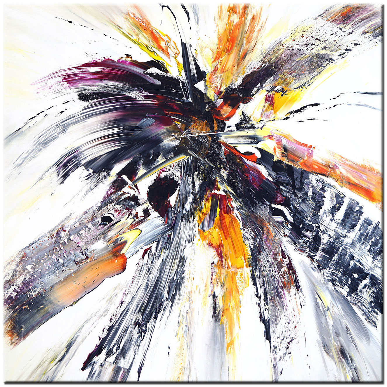 Verf Splash abstract modern schilderij 100x100cm