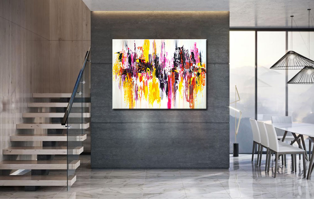 Kleuren Waterval abstract modern schilderij 120x90cm - Afbeelding 4