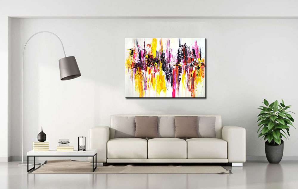 Kleuren Waterval abstract modern schilderij 120x90cm - Afbeelding 3