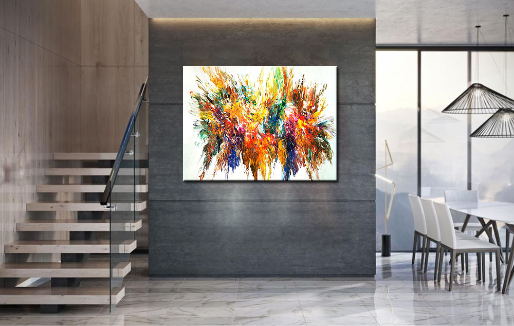 Abstract schilderij Kleurenexplosie 120x90cm - Afbeelding 2