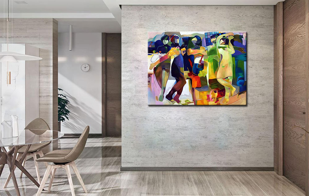 Figuratief modern schilderij Dansende Figuren 120x90cm - Afbeelding 4