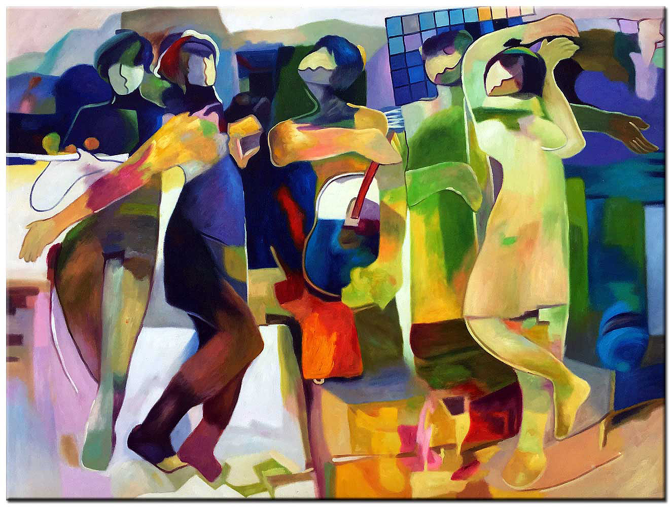 Figuratief modern schilderij Dansende Figuren 120x90cm