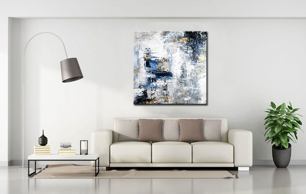 Winter abstract modern schilderij 100x100cm - Afbeelding 4