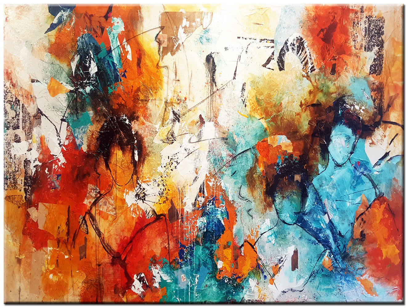 People abstract modern schilderij 120x90cm