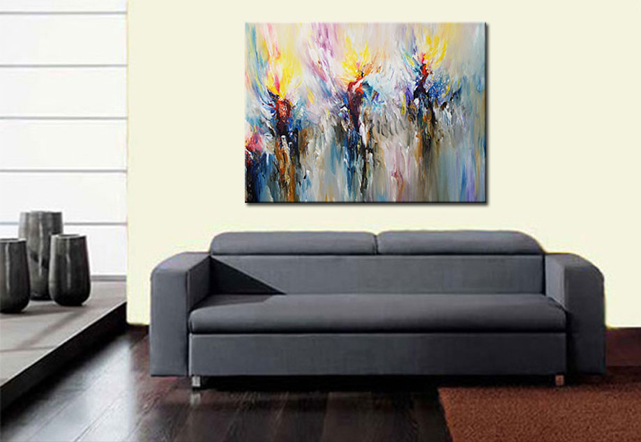 Flying Birds abstract modern schilderij 120x90cm - Afbeelding 4