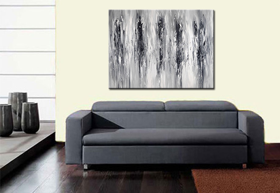 Abstract schilderij Zwarte Vlammen 120x90cm - Afbeelding 4