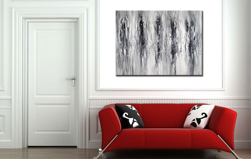 Abstract schilderij Zwarte Vlammen 120x90cm - Afbeelding 3