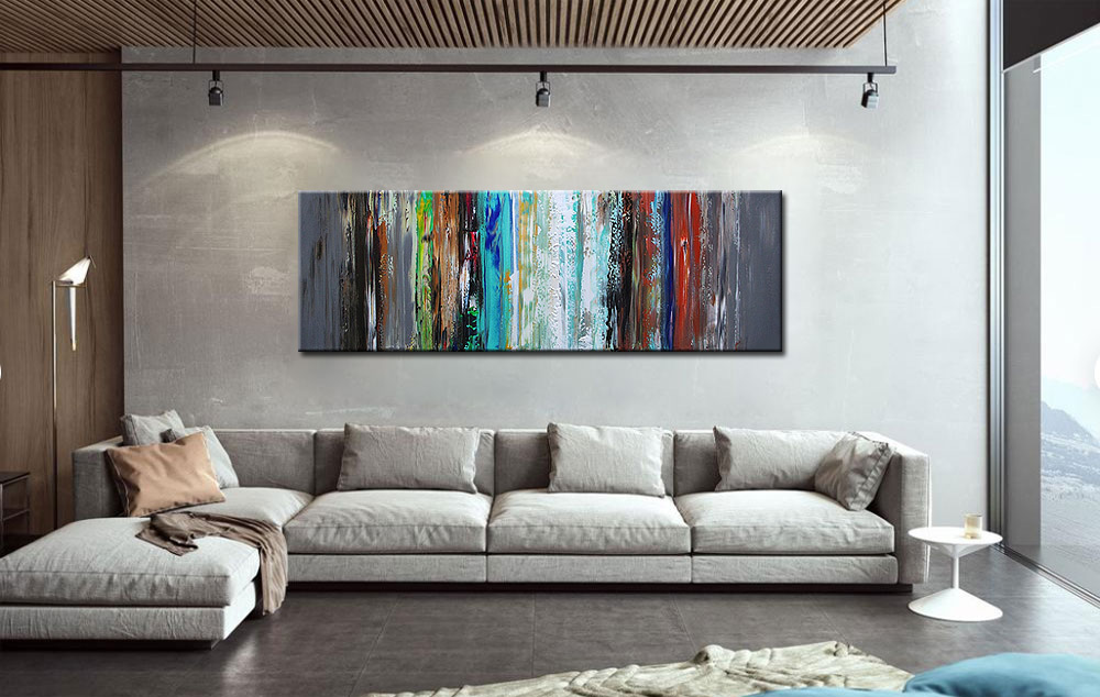 Abstract modern groot schilderij 180x60cm - Afbeelding 2