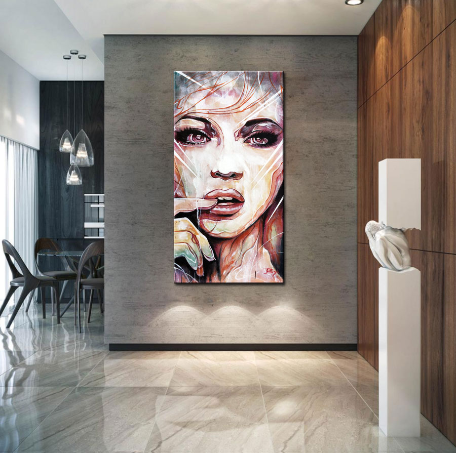 Vrouwen schilderij Sensuele Uitdrukking 60x120cm - Afbeelding 2