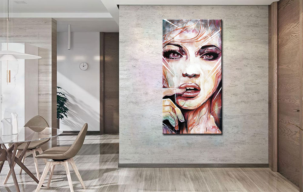 Vrouwen schilderij Sensuele Uitdrukking 60x120cm - Afbeelding 4