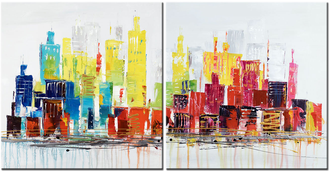 Skyline modern tweeluik schilderij