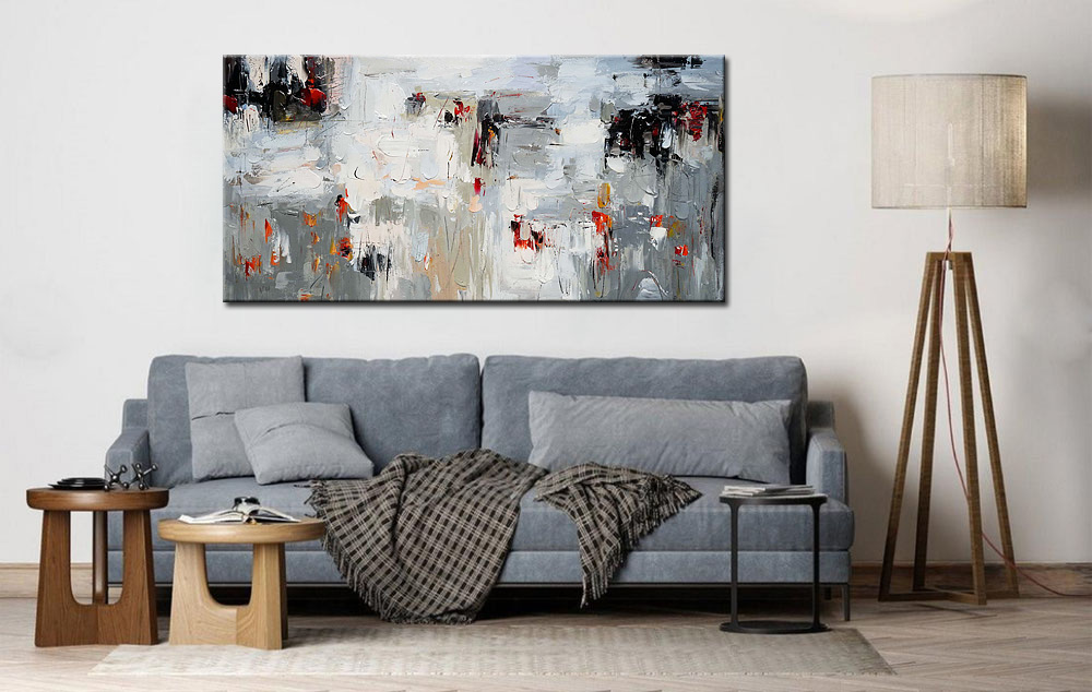 Abstract schilderij Schaduwen en Vlammen 180x90cm - Afbeelding 4