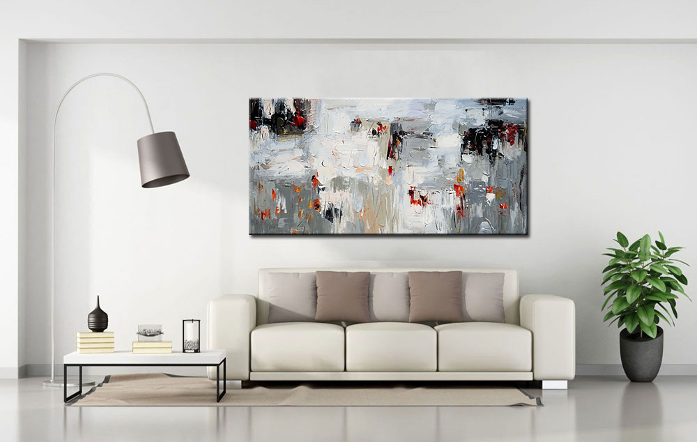 Abstract schilderij Schaduwen en Vlammen 180x90cm - Afbeelding 3