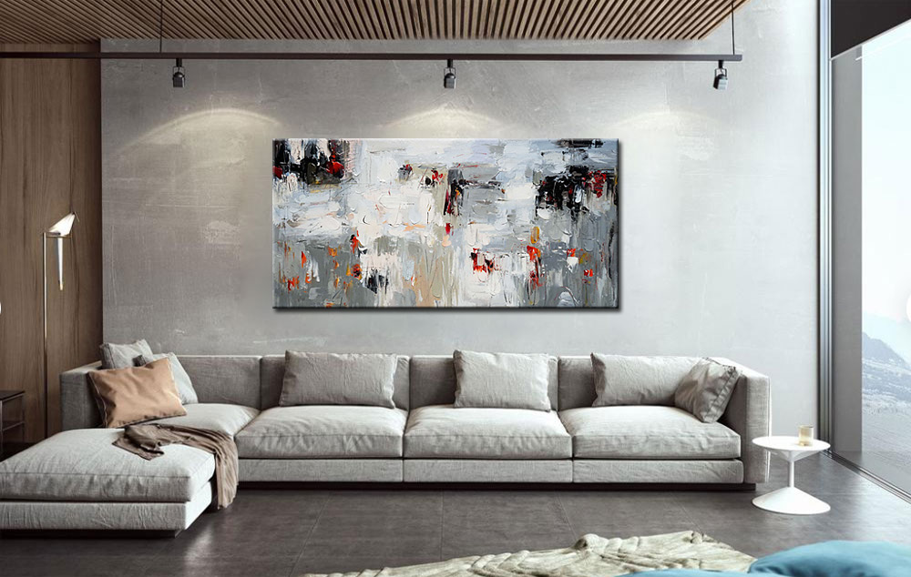 Abstract schilderij Schaduwen en Vlammen 180x90cm - Afbeelding 2