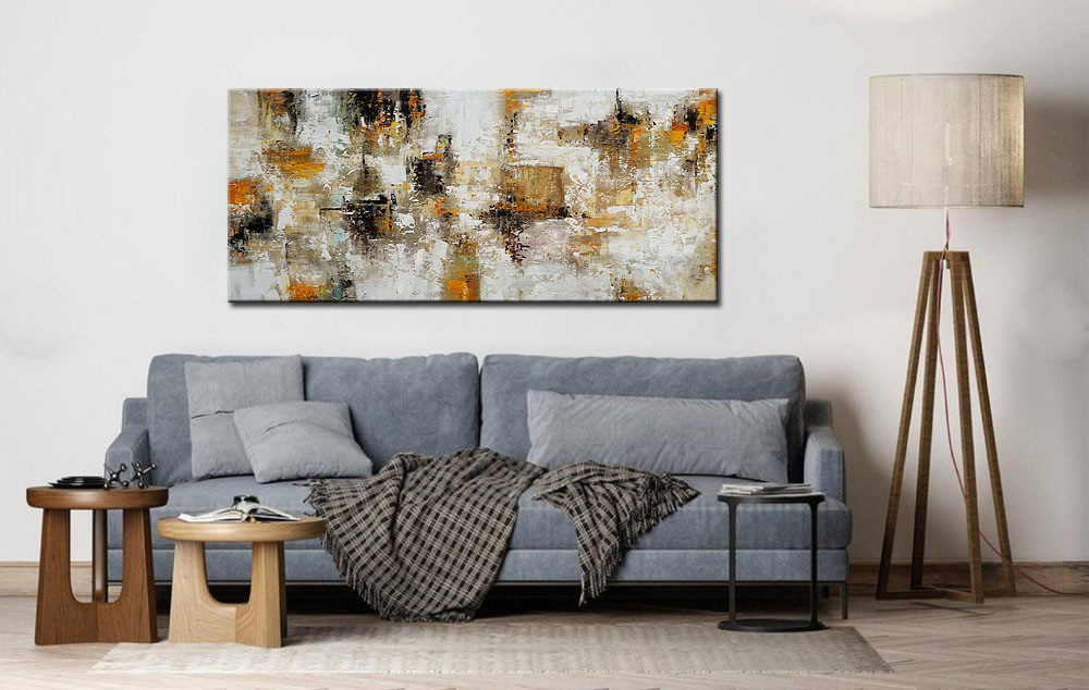 Abstract schilderij Oker en Aarde 160x70cm - Afbeelding 4