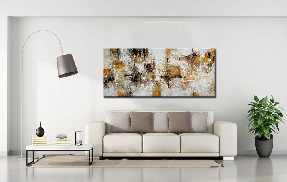 Abstract schilderij Oker en Aarde 160x70cm - Afbeelding 3