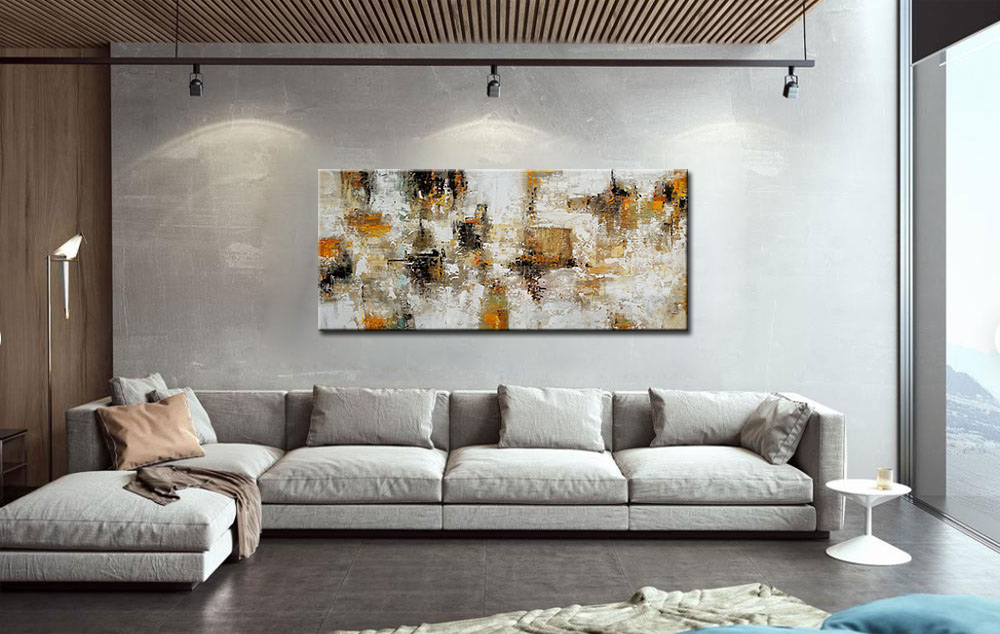 Abstract schilderij Oker en Aarde 160x70cm - Afbeelding 2