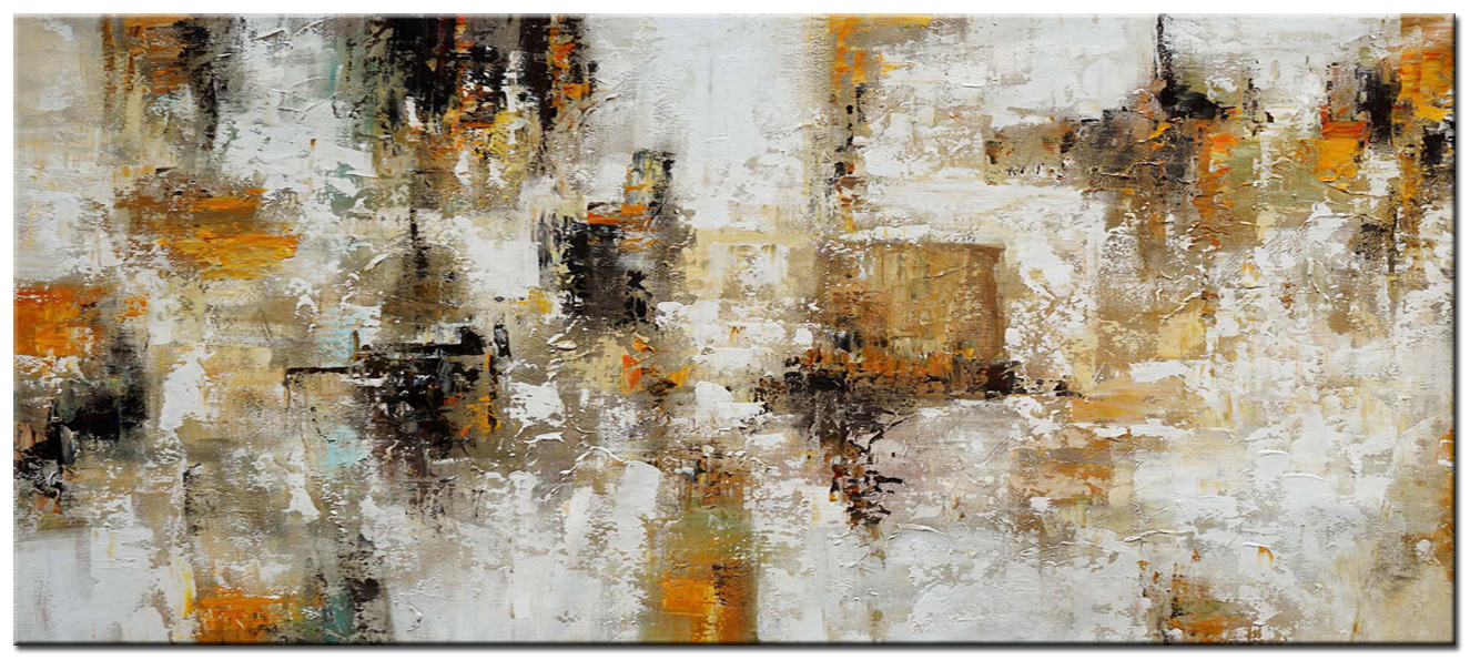 Abstract schilderij Oker en Aarde 160x70cm