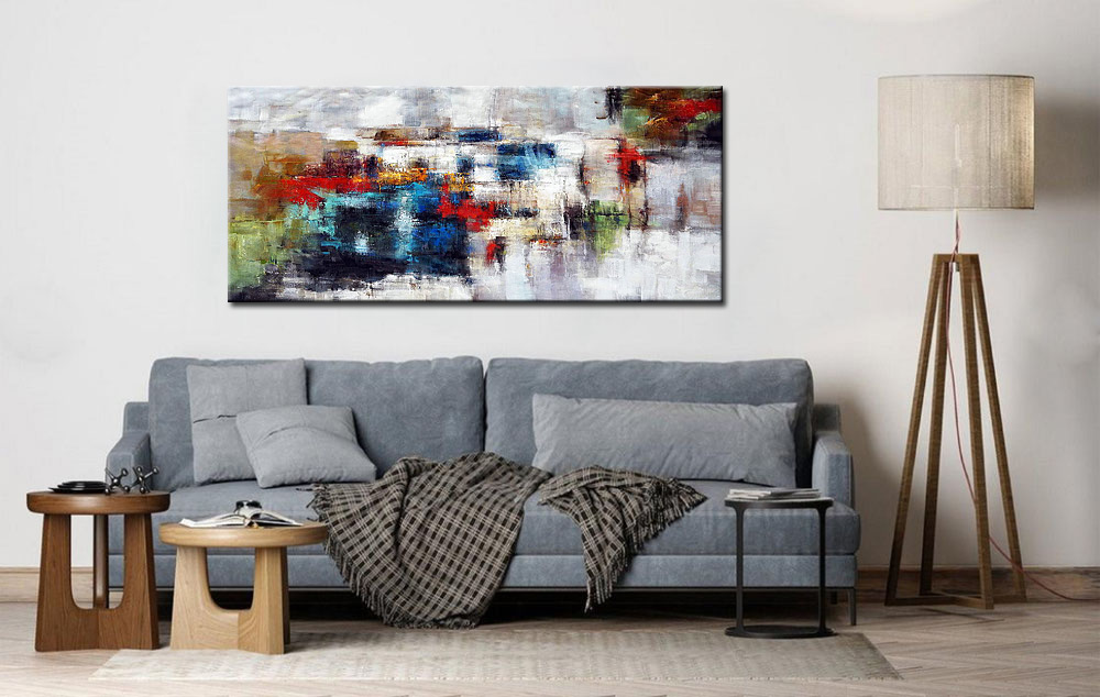 Abstract schilderij Echoes of Color 160x70cm - Afbeelding 4