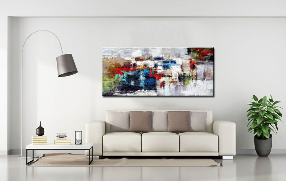 Abstract schilderij Echoes of Color 160x70cm - Afbeelding 3
