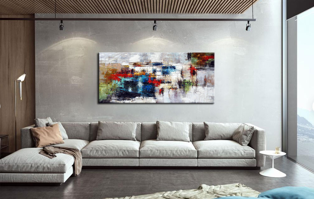 Abstract schilderij Echoes of Color 160x70cm - Afbeelding 2