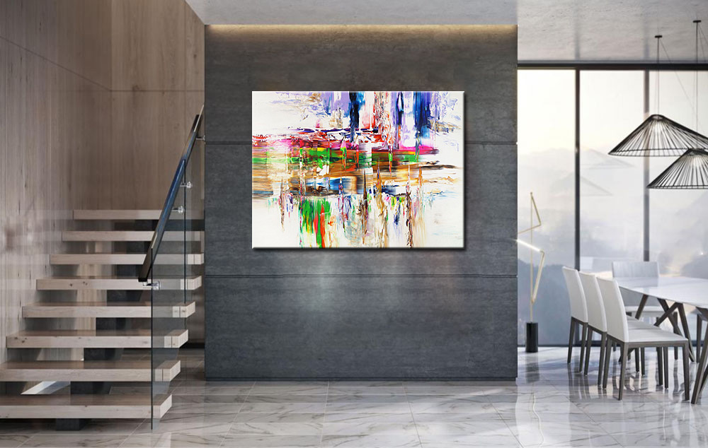 Color Wipe abstract modern schilderij 120x90cm - Afbeelding 3