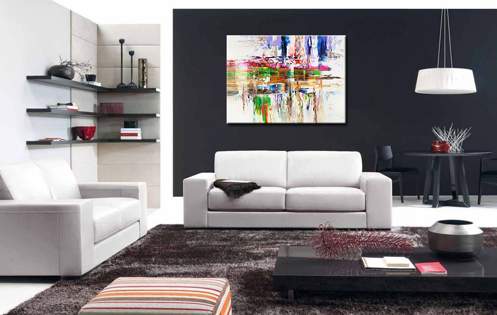 Color Wipe abstract modern schilderij 120x90cm - Afbeelding 2
