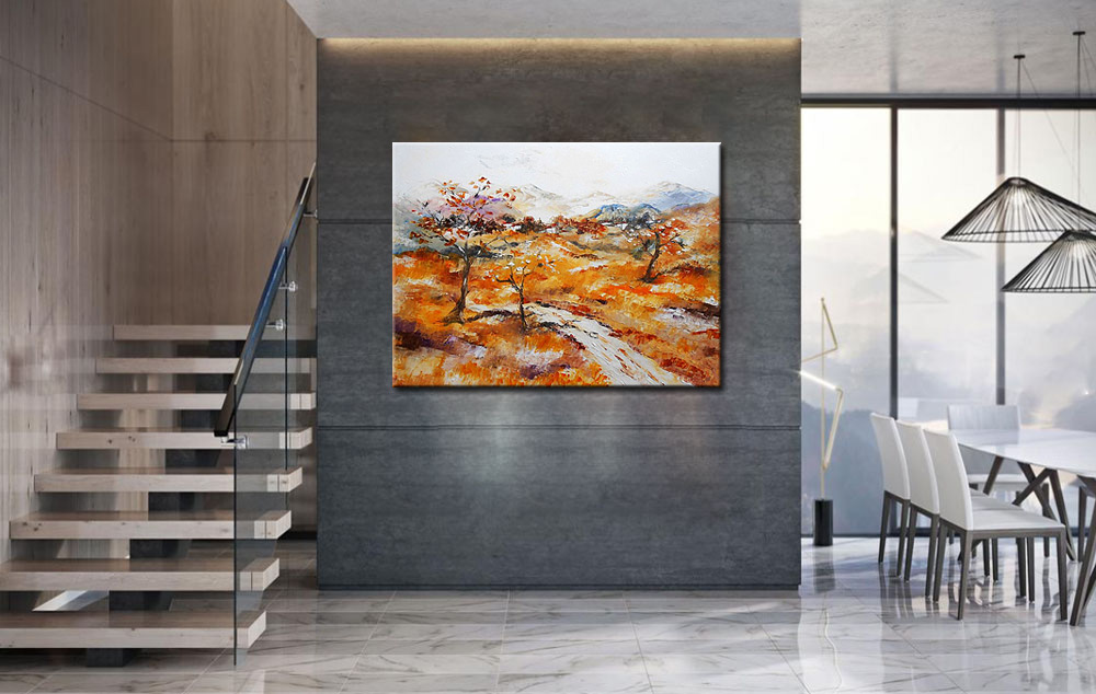 Herfst Landschap modern schilderij 120x90cm - Afbeelding 4