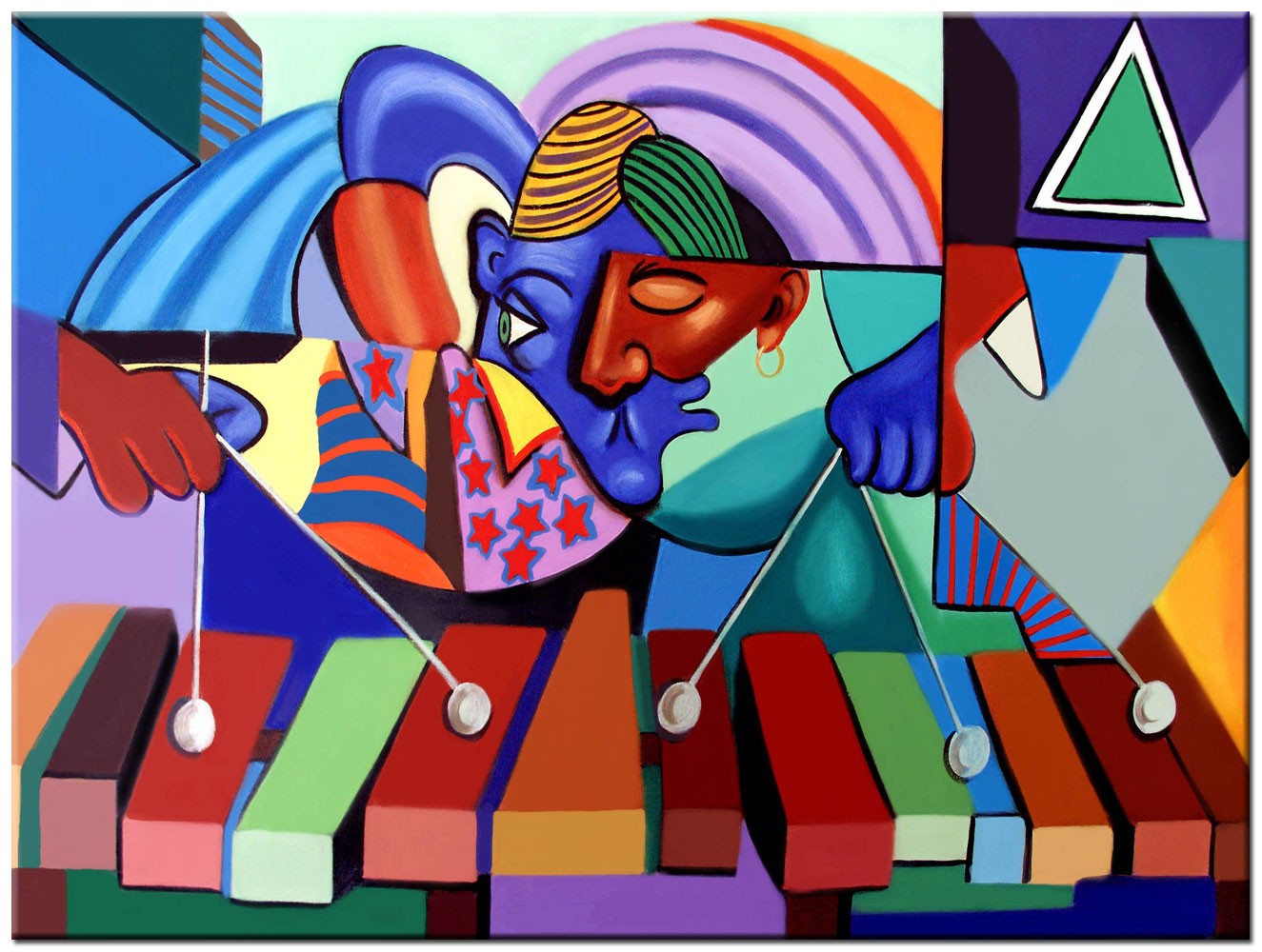 Xylofoon Spelen modern schilderij 120x90cm